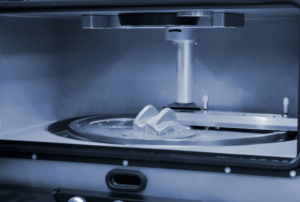 Inside of a 3D printer.